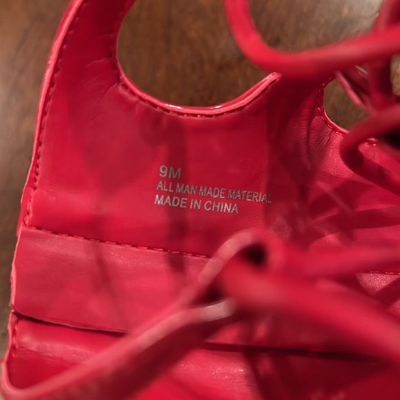 Gianni Bini Rydelle Synthetic Patent Tall Ankle Wrap Lace-Up Dress Sandals - Picture 3 of 5